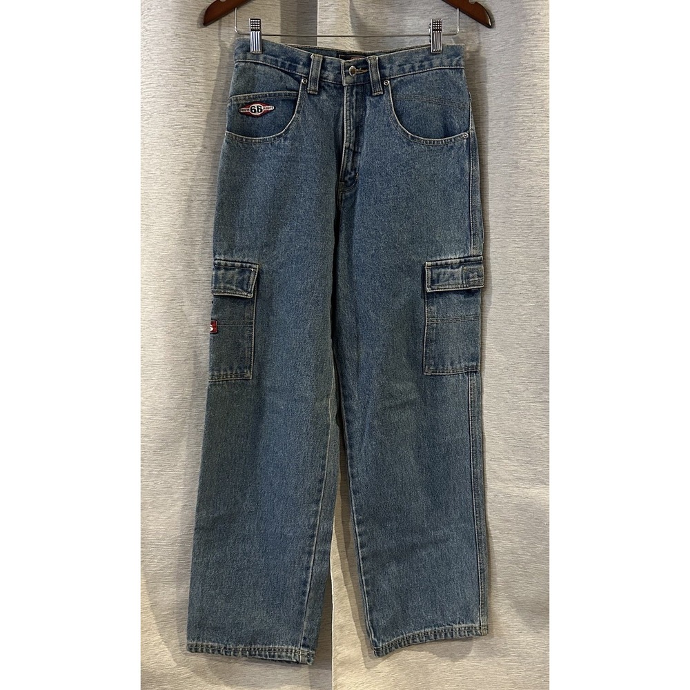 Vintage Route 66 Jeans Y2K Cargo Style Pockets Youth 14